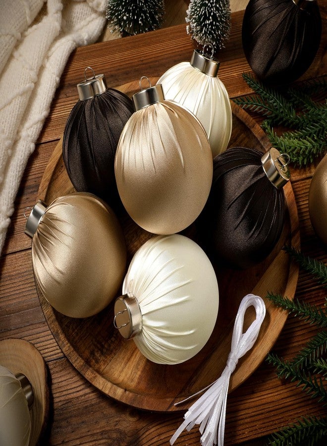 Bornerwhite 15 Pcs Christmas Satin Ornaments Balls 3.15 Inch Silk Christmas Tree Hanging Ornaments Luxury Xmas Tree Decorations Satin Xmas Bulbs for Winter Holiday Indoor Home Party Decorations (Champagne Brown) - Image 1